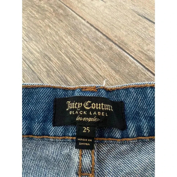 Juicy Couture Black Label Embroidery Denim Short Size 25 - Picture 3 of 5